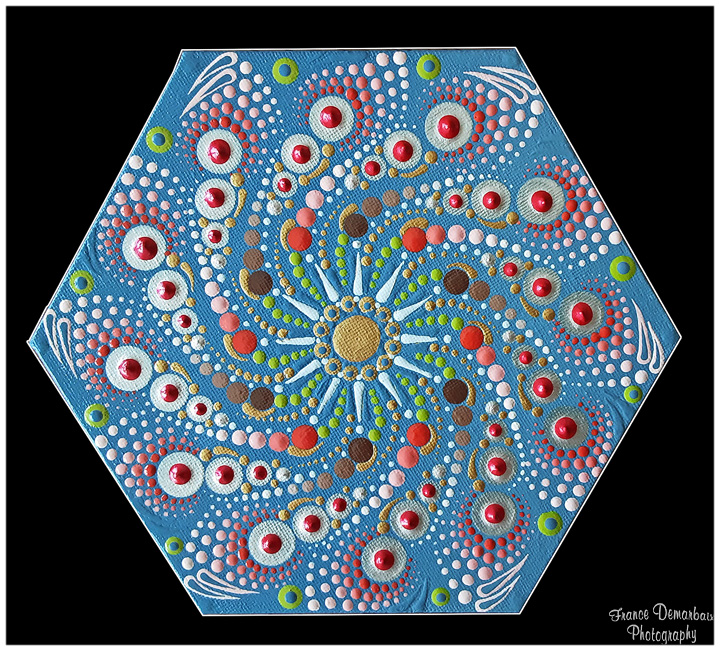 MANDALA 114 - toile hexagonale 20cm