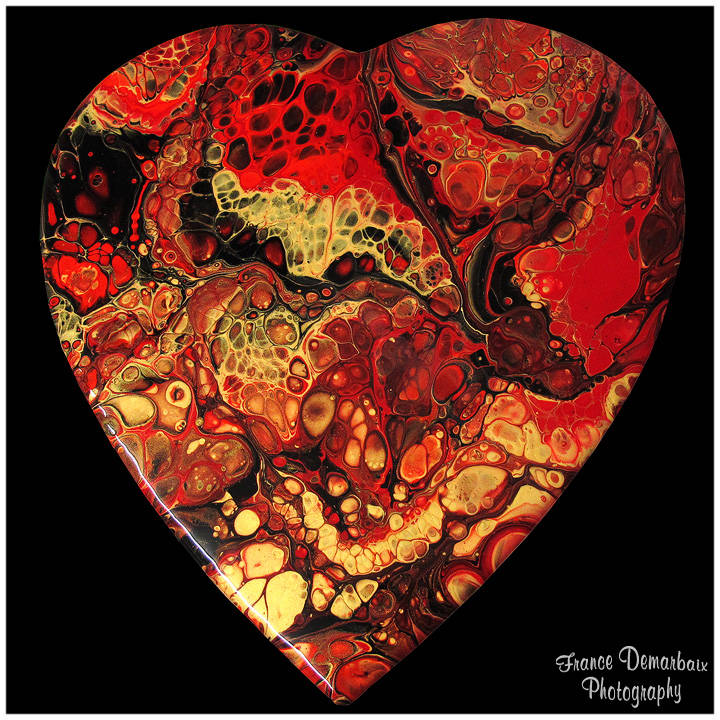 COEUR ARDENT - plaque de bois 28x34cm - VENDU