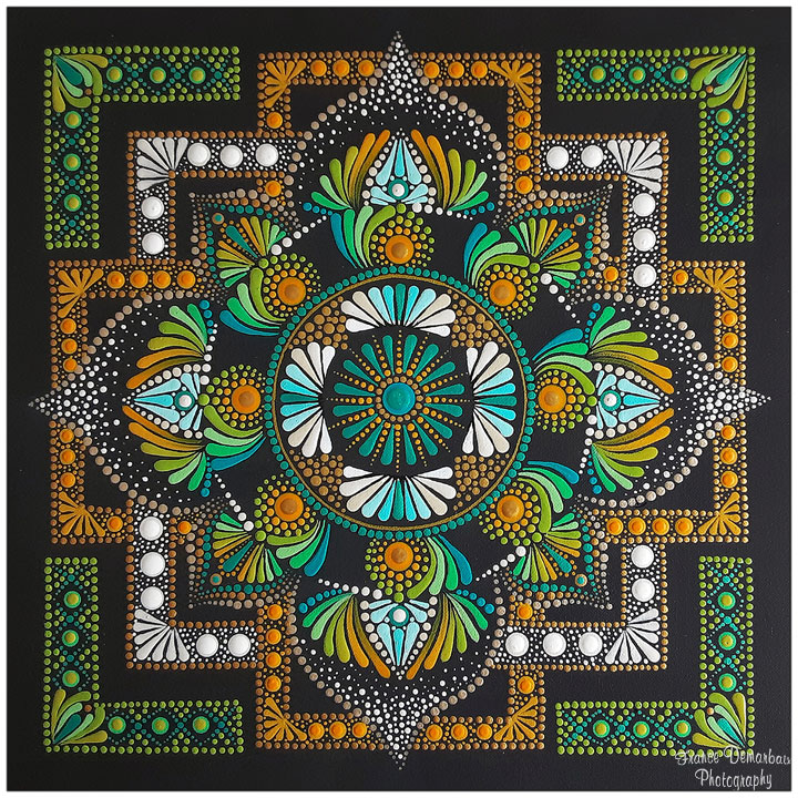 DOT MANDALA 47 - panneau de bois entoilé 30x30cm